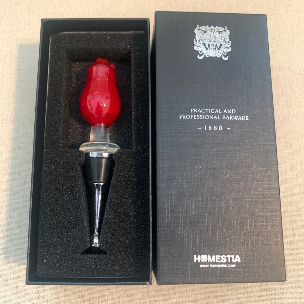 Red Rose Glass Wine Stopper